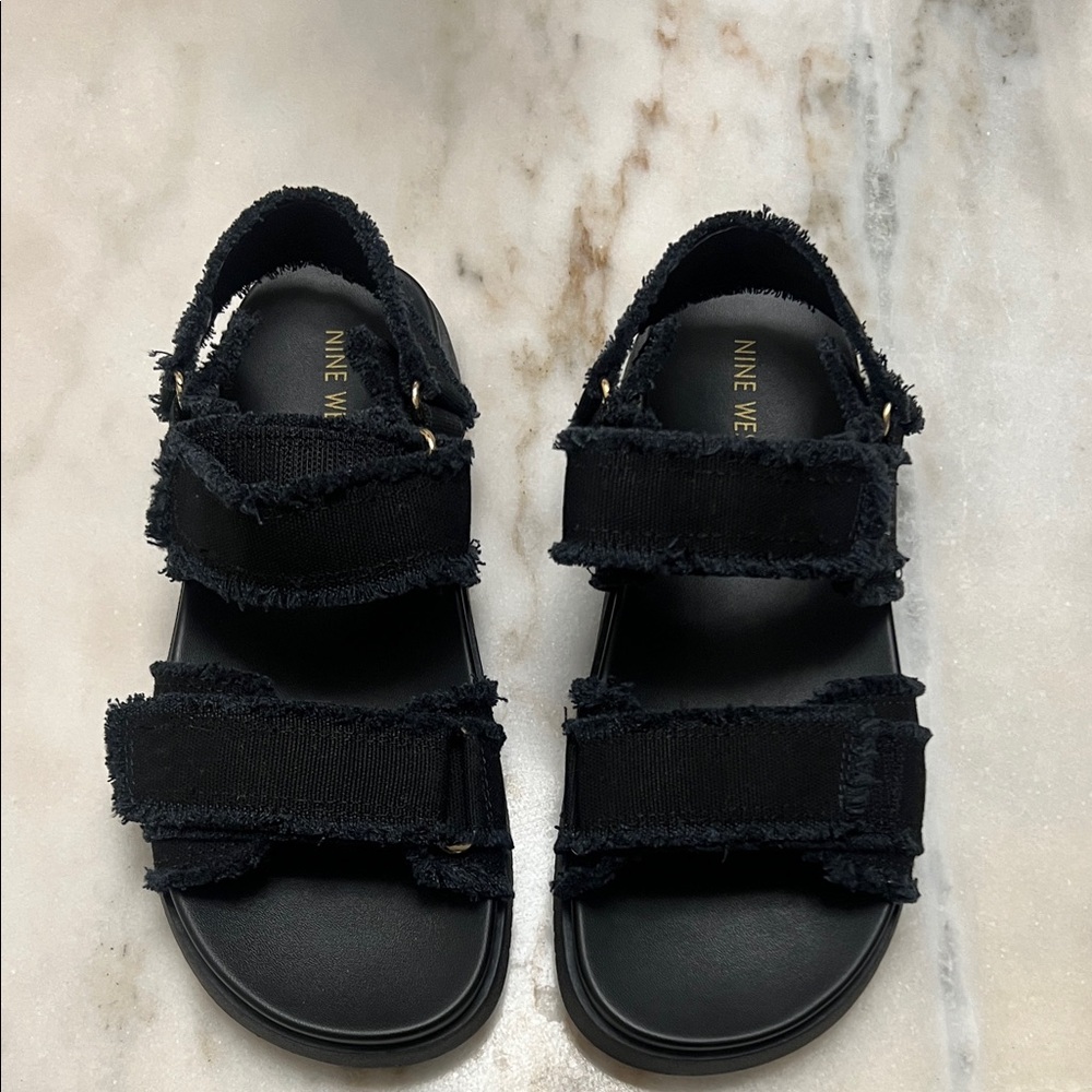 Nine West Women’s Frayed Black Sandals
